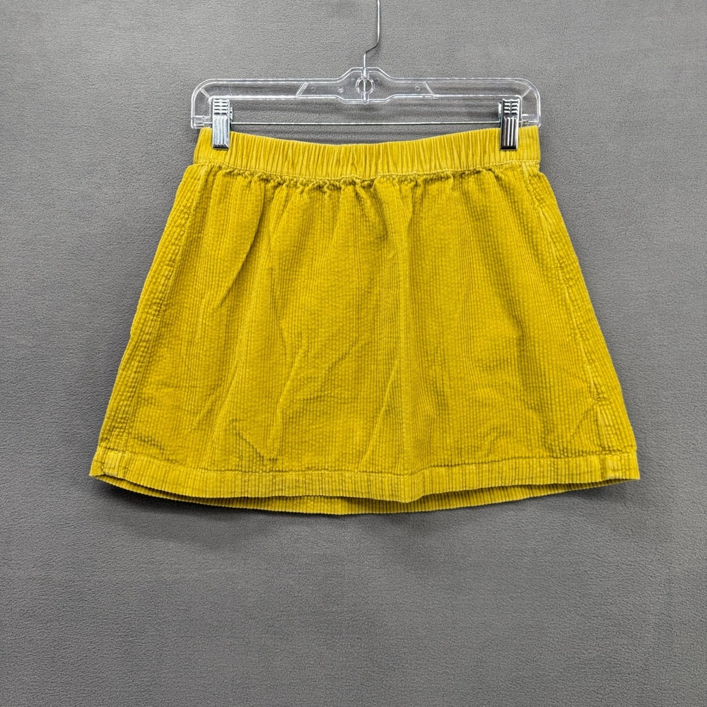 American Eagle Mustard Yellow Corduroy Mini Skirt Elastic Waist Womens Small